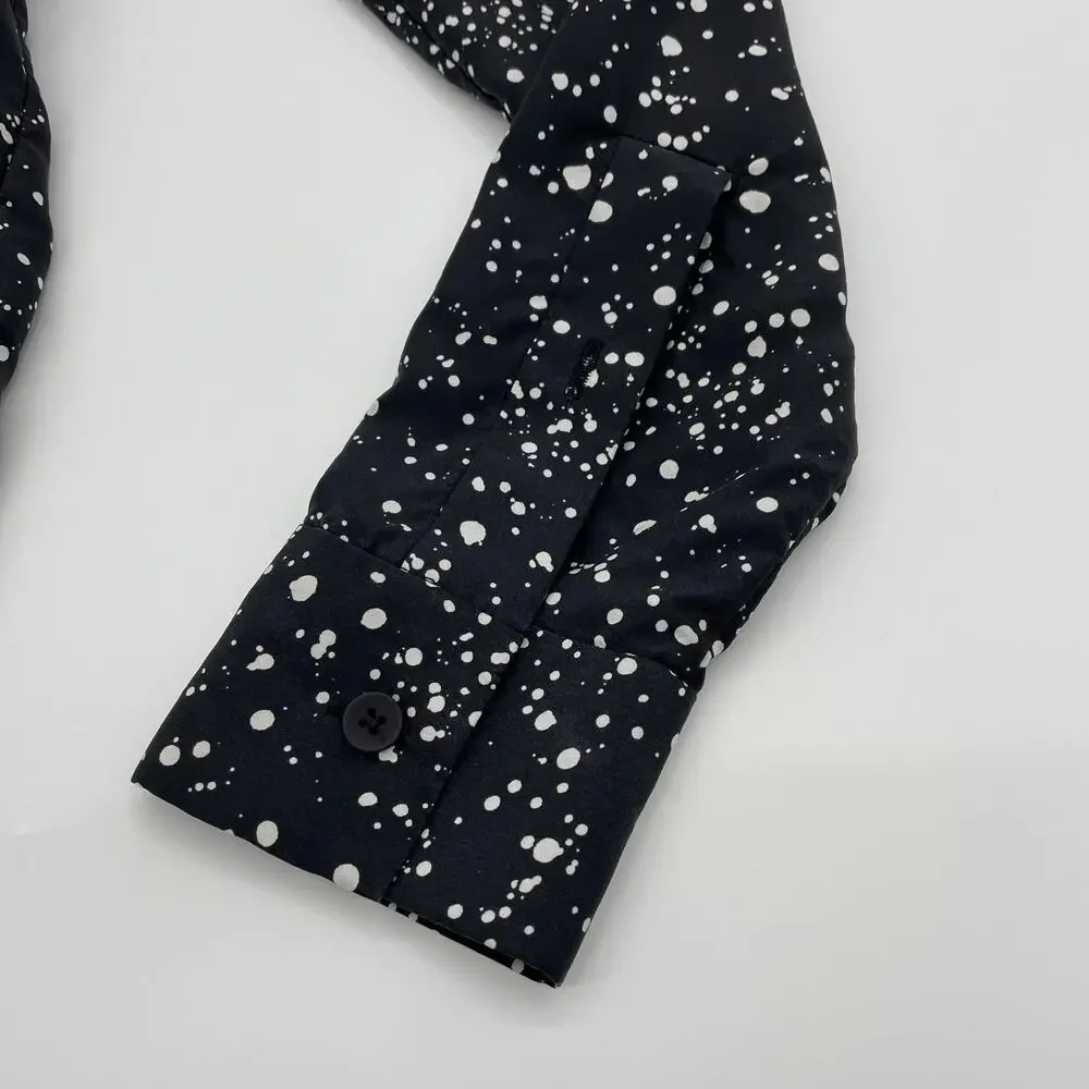 Sunday Best Black and White Splatter Button-Up Blouse